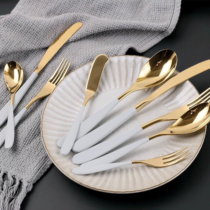 Factory Direct Sales Crescent Series Knife, Fork and Spoon 304 Stainless Steel Gray Gold Tableware Hotel Western Food Utensils