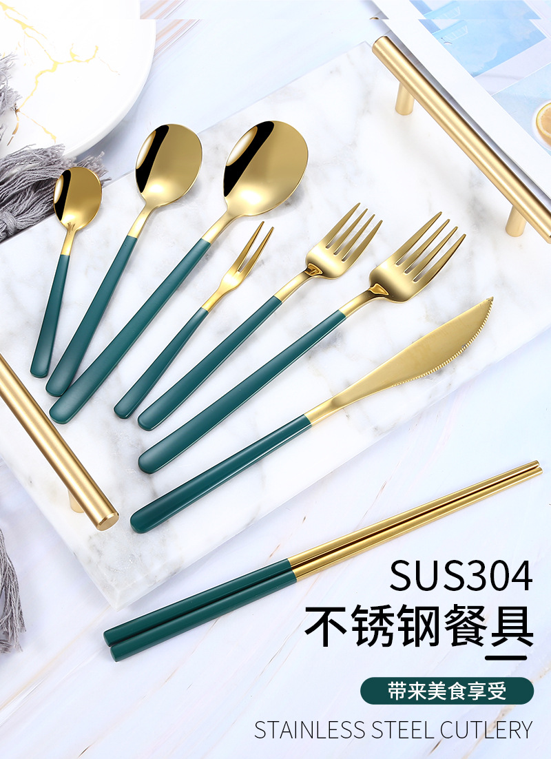 304 Stainless Steel Tableware Set Korean Knife and Fork Internet Celebrity Hotel Western Food Steak Knife Dessert Spoon Long Spoon 304 Stainless Steel Tableware Set Korean Knife and Fork Internet Celebrity Hotel Western Food Steak Knife Dessert Spoon Long Spoon