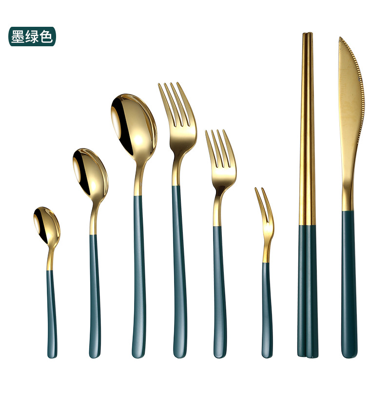 304 Stainless Steel Tableware Set Korean Knife and Fork Internet Celebrity Hotel Western Food Steak Knife Dessert Spoon Long Spoon 304 Stainless Steel Tableware Set Korean Knife and Fork Internet Celebrity Hotel Western Food Steak Knife Dessert Spoon Long Spoon