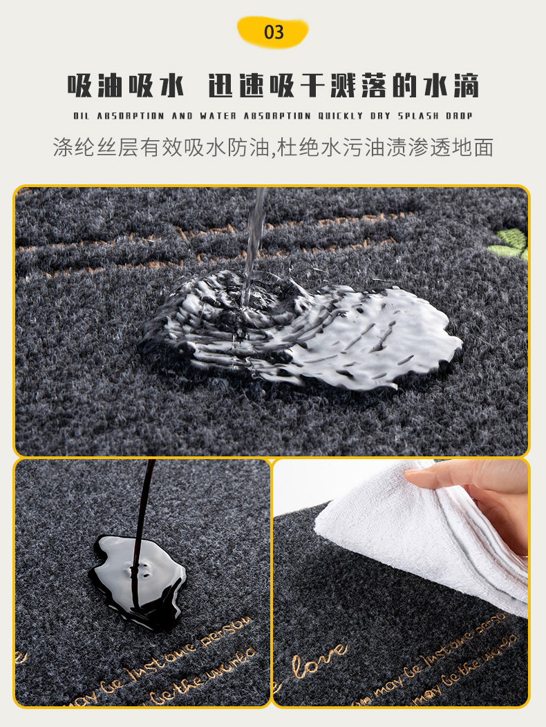 Kitchen Floor Mat Oil-Proof Waterproof Carpet Home Doorway Door Stain-Resistant Non-Slip Mat Door Mat Absorbent Floor Mat Customization