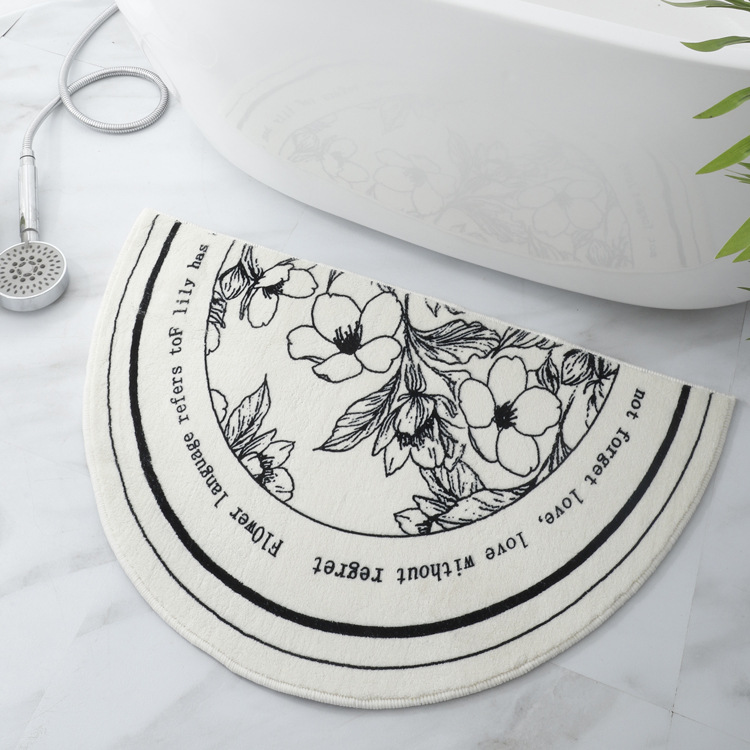 Black and White Era Simple Series Bathroom Door Mat Bathroom Entrance Water-Absorbing Non-Slip Mat Floor Mat Bedroom Carpet