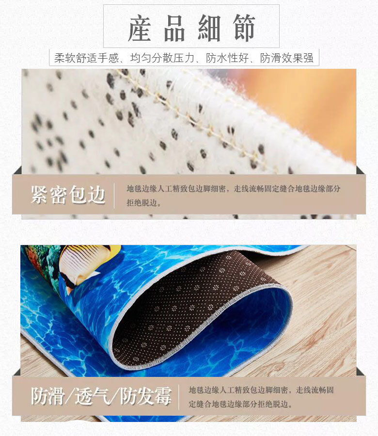 3D Printed Children's Carpet Living Room Coffee Table Sofa Leg Pads Bedroom Bedside Blanket Kitchen Foyer Non-Slip Carpet Floor Mat