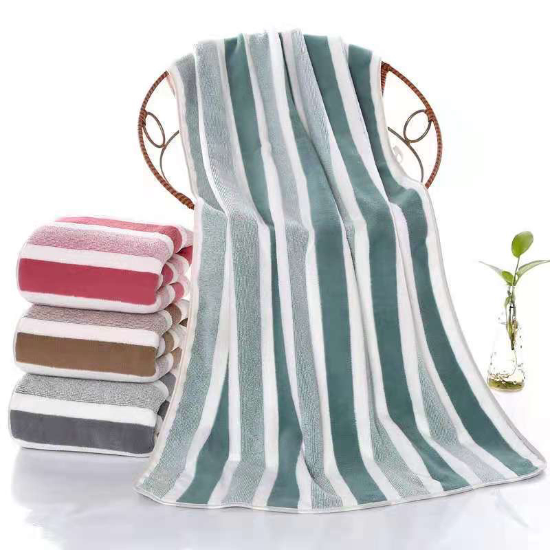 Vertical Bar Bath Towel Coral Fleece Absorbent Lint-Free Adult Male and Female Couple Gift Student Bathing and Face Washing Covers Vertical Bar Bath Towel Coral Fleece Absorbent Lint-Free Adult Male and Female Couple Gift Student Bathing and Face Washing Covers