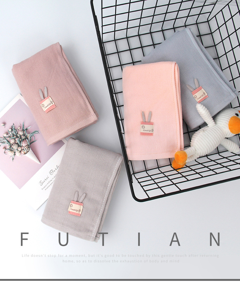 Futian-manufacturer direct Nordic Wind cute Cup Rabbit pure cotton soft absorbent Household adult male and female Bath towel Futian-manufacturer direct Nordic Wind cute Cup Rabbit pure cotton soft absorbent Household adult male and female Bath towel