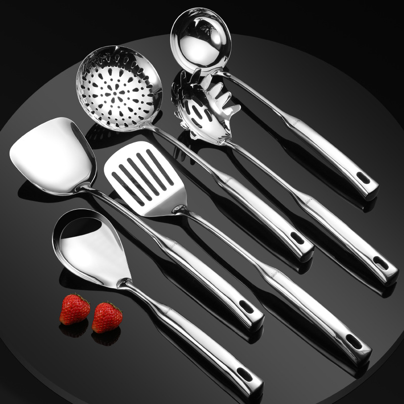 316 Stainless Steel Spatula Household Spatula Kitchenware Soup Ladle Shovel Strainer and Soup Spoon Big Strainer Meal Spoon Spatula Kitchenware Set
