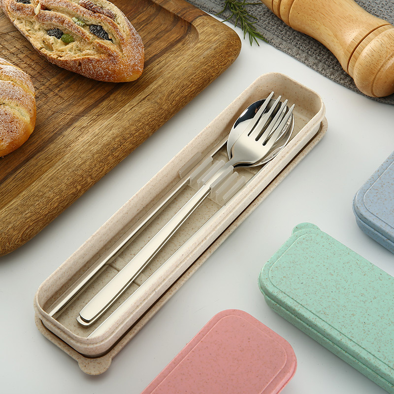 304 Stainless Steel Korean Spoon Fork Chopsticks Portable Gift Tableware Three-Piece Suit