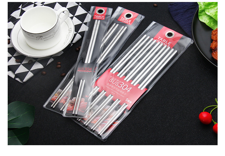304 Stainless Steel Chopsticks Square Chopsticks Chinese Style Silver Chopsticks Household Hotel Restaurant Tableware Set 304 Stainless Steel Chopsticks Square Chopsticks Chinese Style Silver Chopsticks Household Hotel Restaurant Tableware Set