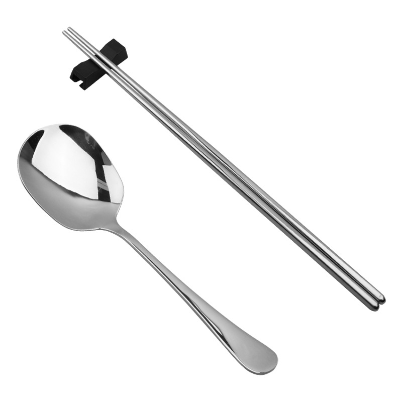 304 Stainless Steel Public Chopsticks Public Spoon Spoon Chopsticks Two-Piece Portable Tableware Set Logo Customization Factory Wholesale