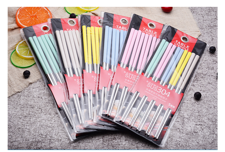 SOURCE Factory Direct Supply 5 Pairs of Wheat Straw 304 Stainless Steel Chopsticks Tableware Large Wholesale Degradable Material SOURCE Factory Direct Supply 5 Pairs of Wheat Straw 304 Stainless Steel Chopsticks Tableware Large Wholesale Degradable Material