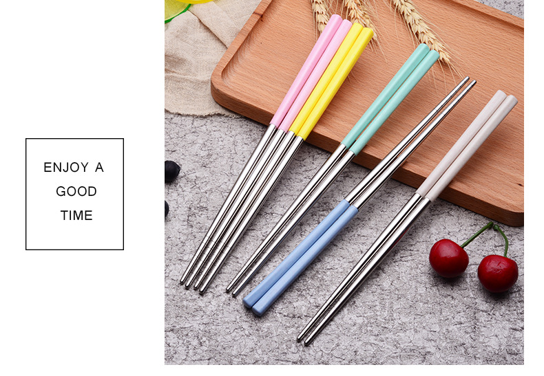 SOURCE Factory Direct Supply 5 Pairs of Wheat Straw 304 Stainless Steel Chopsticks Tableware Large Wholesale Degradable Material SOURCE Factory Direct Supply 5 Pairs of Wheat Straw 304 Stainless Steel Chopsticks Tableware Large Wholesale Degradable Material