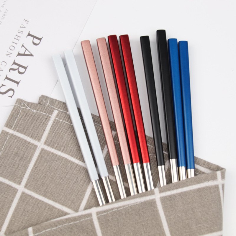 304 Stainless Steel Chopsticks Nordic Style Multi-Color Portuguese Tableware Chopsticks Comfortable Texture Simple Household Chopsticks