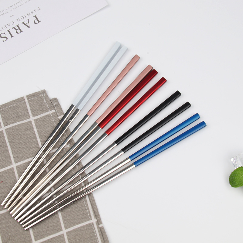 304 Stainless Steel Chopsticks Nordic Style Multi-Color Portuguese Tableware Chopsticks Comfortable Texture Simple Household Chopsticks