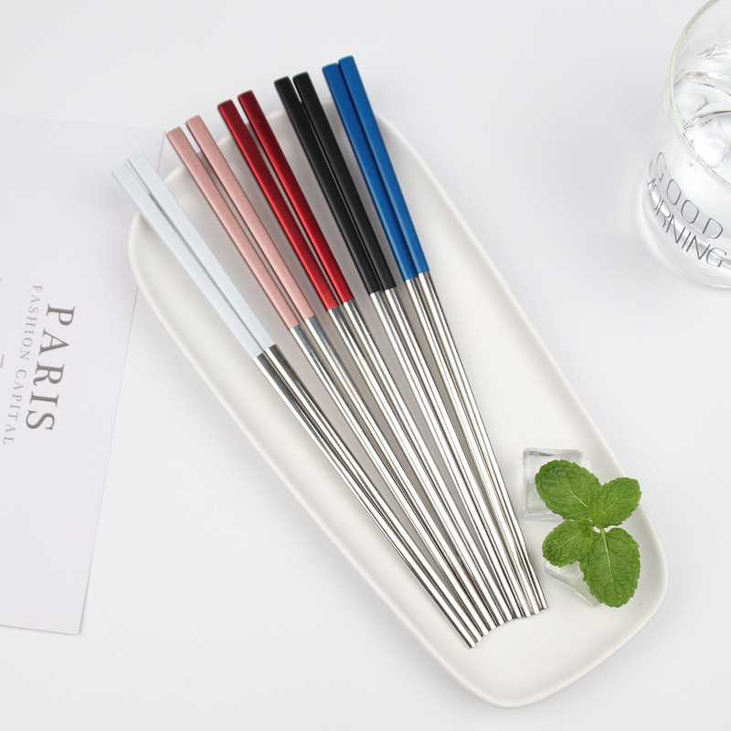 304 Stainless Steel Chopsticks Nordic Style Multi-Color Portuguese Tableware Chopsticks Comfortable Texture Simple Household Chopsticks