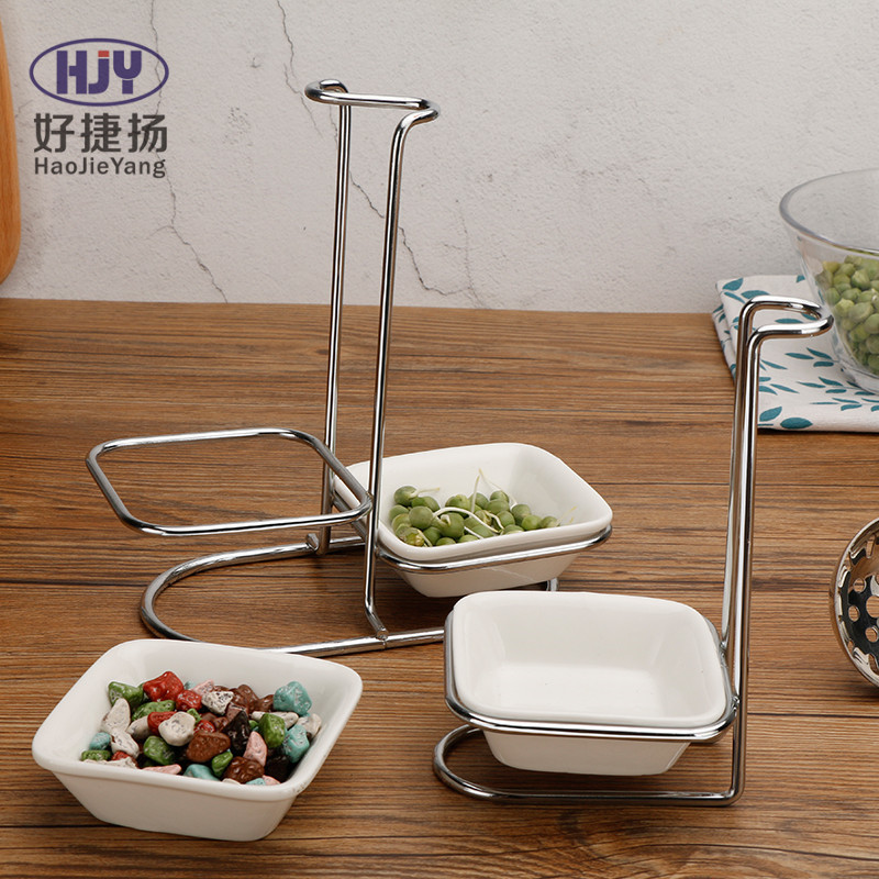 Stainless Steel Soup Ladle Spoon Holder Sub-Hot Pot Spoon Holder Ceramic Square Bowl Tableware Drainer Soup Ladle Rest Wholesale