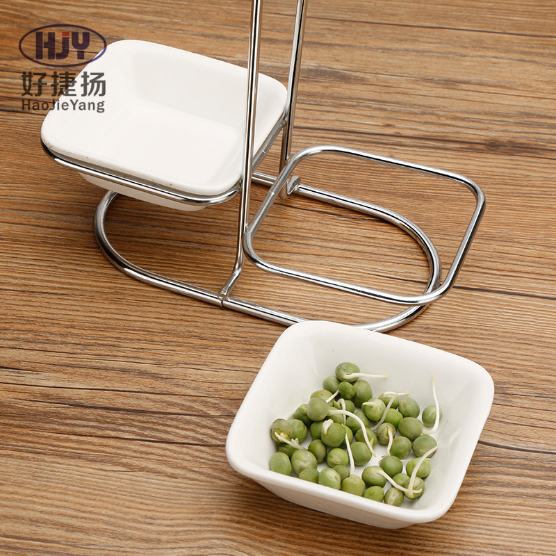 Stainless Steel Soup Ladle Spoon Holder Sub-Hot Pot Spoon Holder Ceramic Square Bowl Tableware Drainer Soup Ladle Rest Wholesale