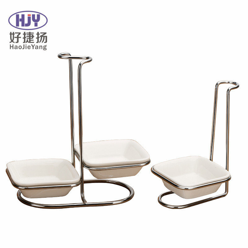 Stainless Steel Soup Ladle Spoon Holder Sub-Hot Pot Spoon Holder Ceramic Square Bowl Tableware Drainer Soup Ladle Rest Wholesale