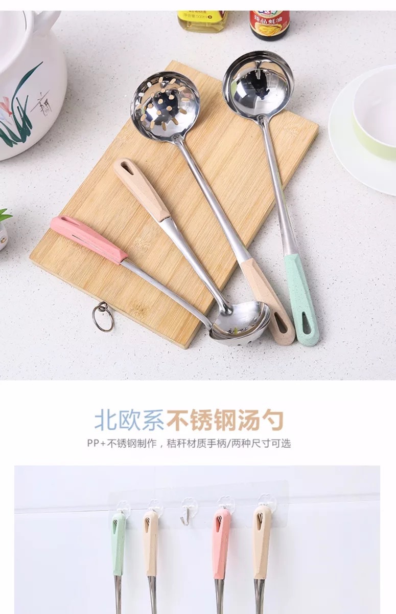 Stainless steel soup shell soup ladle leakage 1.2 cm with wheat handle see colour handle soup shell soup leakage 7 cm 8 cm