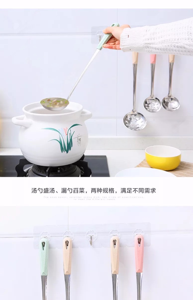 Stainless steel soup shell soup ladle leakage 1.2 cm with wheat handle see colour handle soup shell soup leakage 7 cm 8 cm
