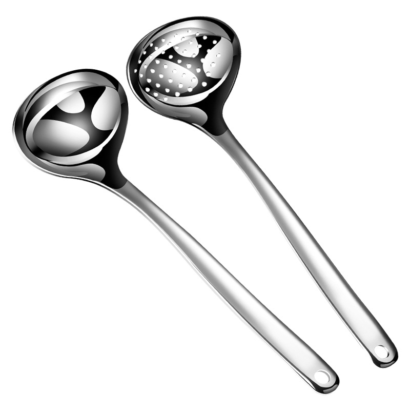 304 Stainless Steel Hot Pot Spoon Household Kitchen Soup Ladle Oil Colander Creative Heart-Shaped Soup Spoon Deepening Spoon