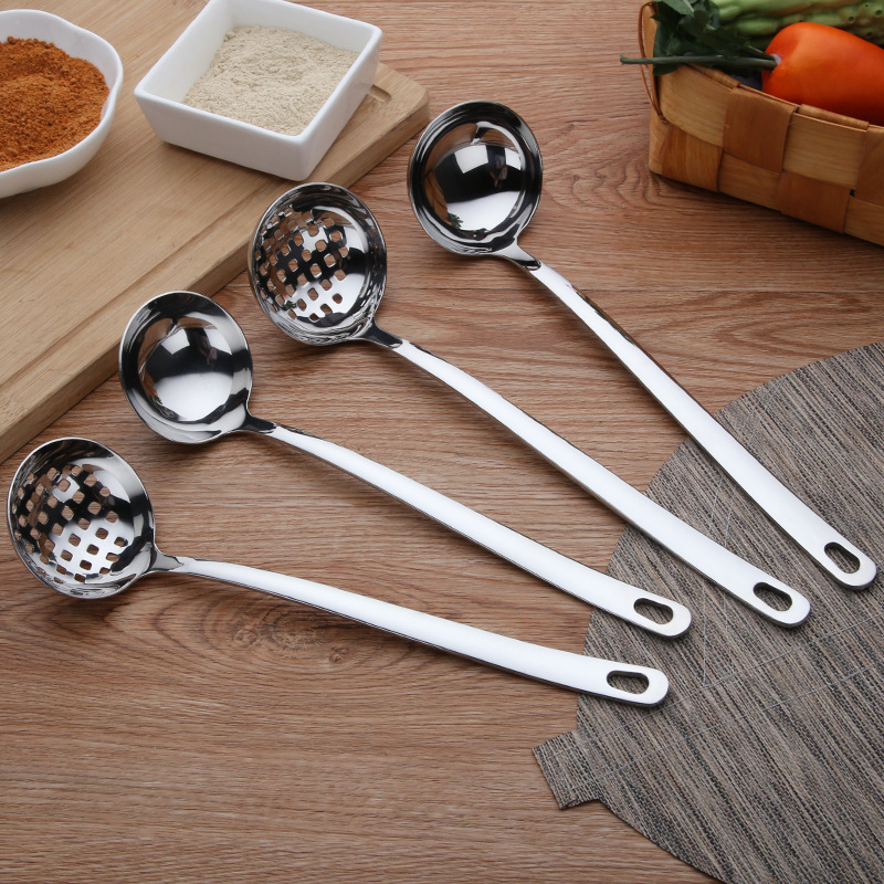 304 Stainless Steel Hot Pot Spoon Household Kitchen Soup Ladle Oil Colander Creative Heart-Shaped Soup Spoon Deepening Spoon