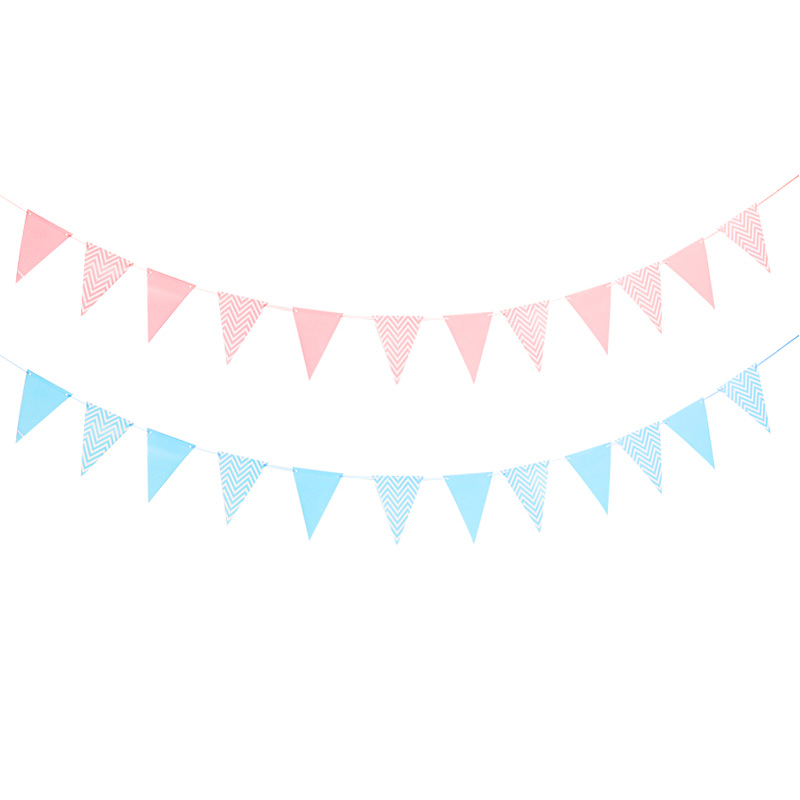 Wholesale Bronzing Pennant Wave Hanging Flag Birthday Party Supplies Atmosphere Decoration Gold Silver Pink Blue Pennant Banner
