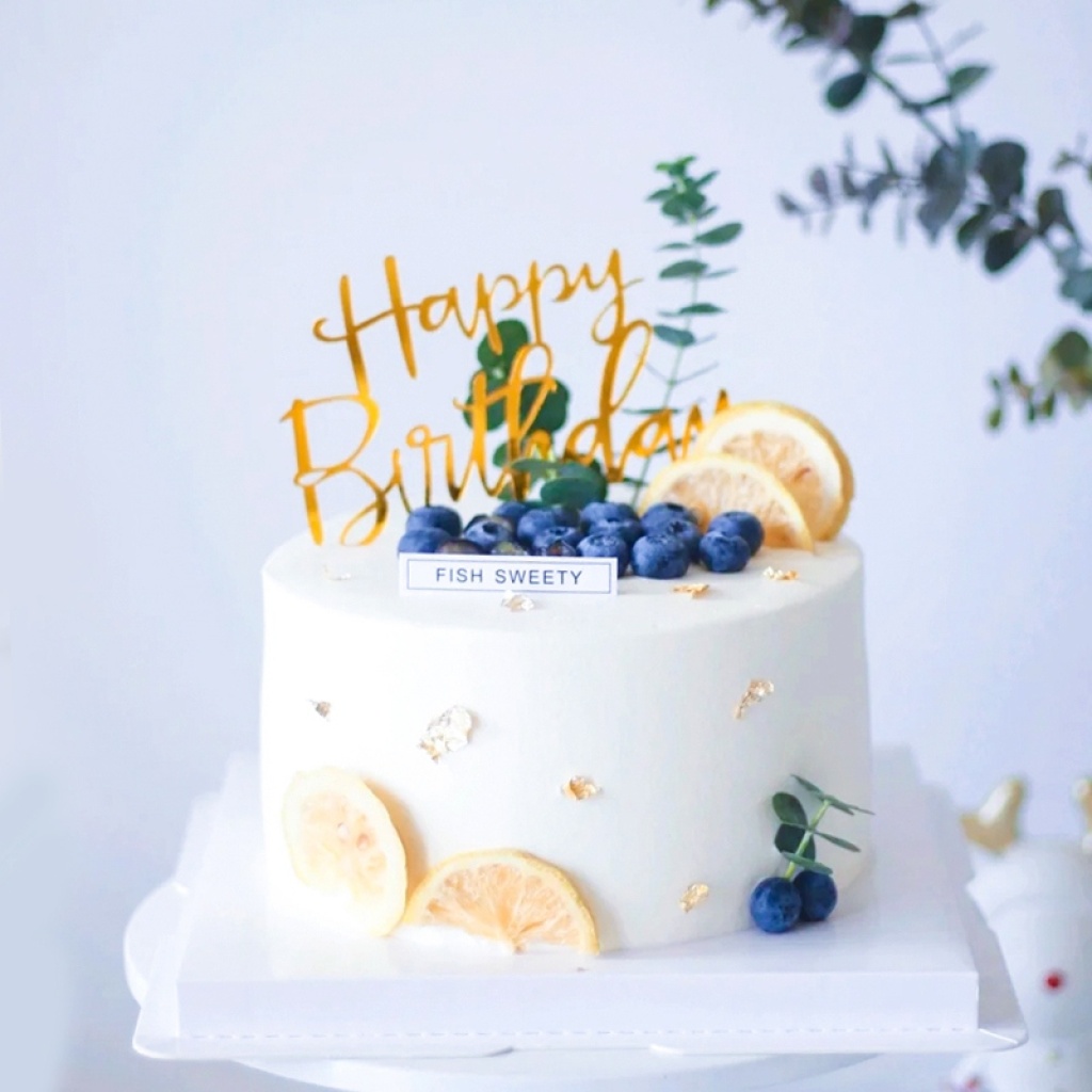 Customized Creative Childlike Acrylic Happy Birthday Cake Decorative Flag Chinese and English Baking Decoration Supplies Inserts Ornaments