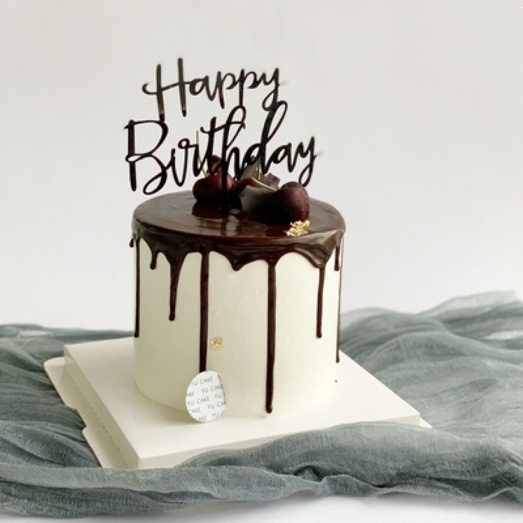 Customized Creative Childlike Acrylic Happy Birthday Cake Decorative Flag Chinese and English Baking Decoration Supplies Inserts Ornaments