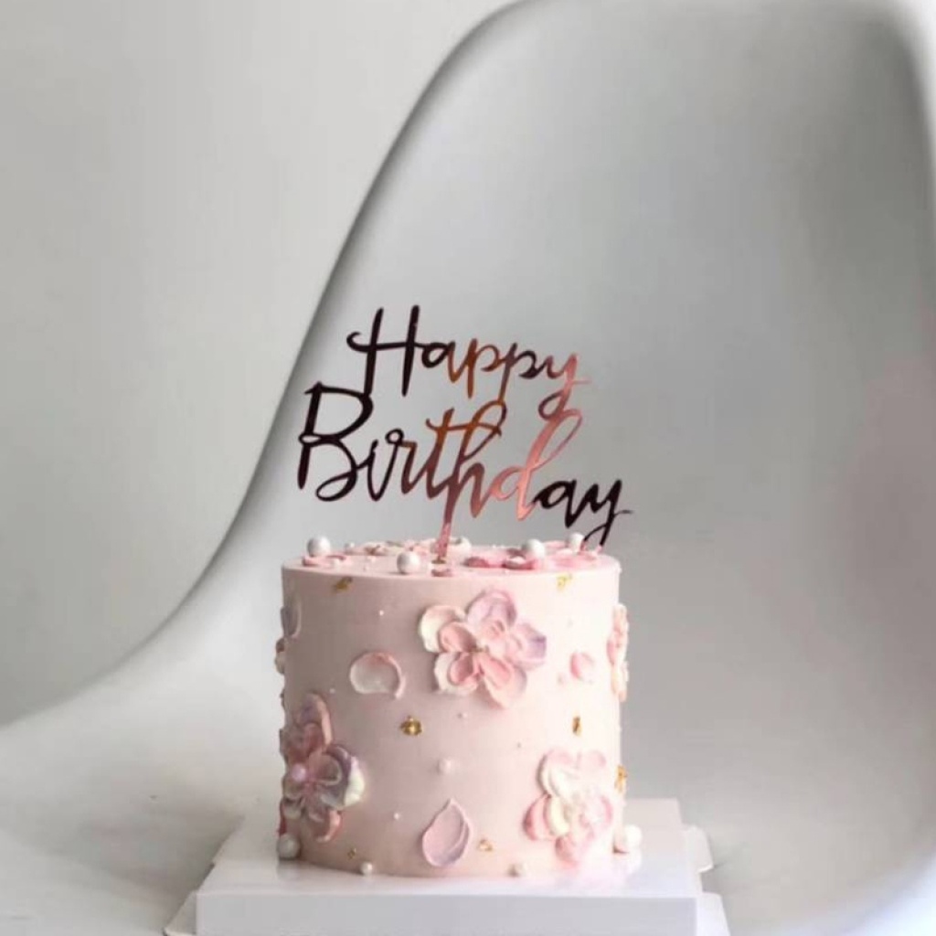 Customized Creative Childlike Acrylic Happy Birthday Cake Decorative Flag Chinese and English Baking Decoration Supplies Inserts Ornaments