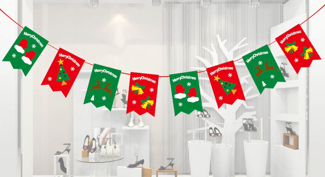 Christmas Decorations Square Hanging Flag Eight Sides Flag Creative Pull Flag Made by Paper Hanging Flag Shopping Mall Hotel Atmosphere Layout