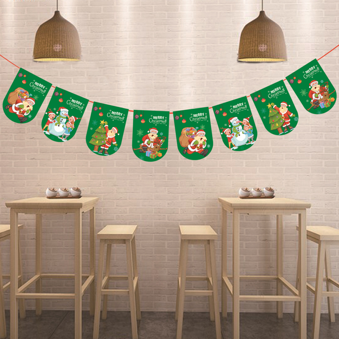 Christmas Decorations Square Hanging Flag Eight Sides Flag Creative Pull Flag Made by Paper Hanging Flag Shopping Mall Hotel Atmosphere Layout