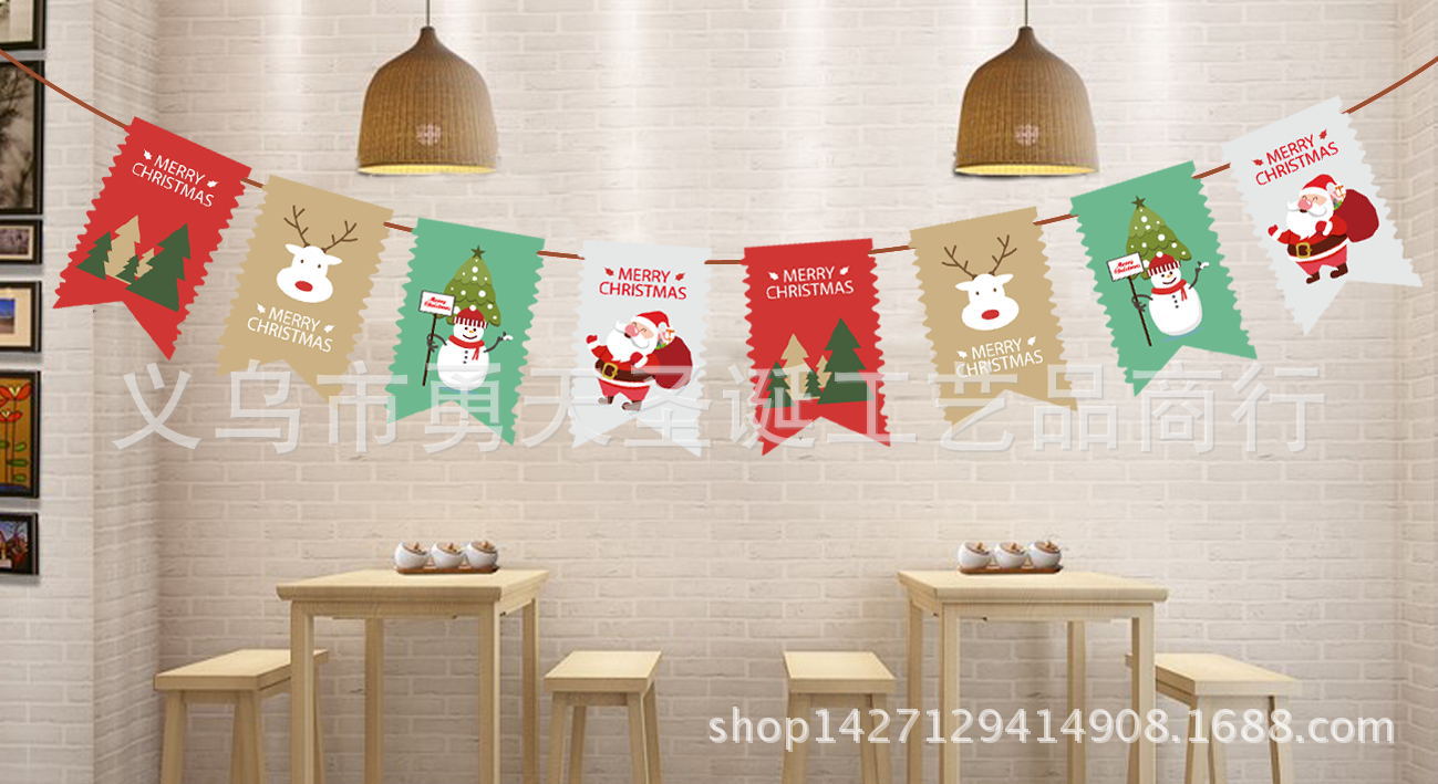 Christmas Decorations Square Hanging Flag Eight Sides Flag Creative Pull Flag Made by Paper Hanging Flag Shopping Mall Hotel Atmosphere Layout