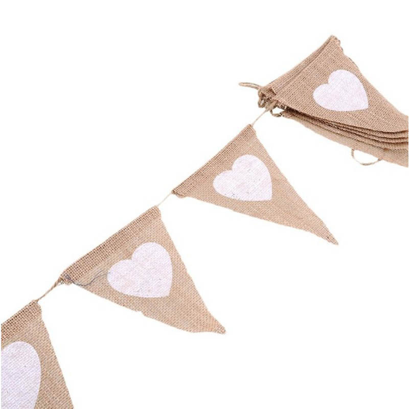 Christmas Wedding Party Decoration Supplies Love Linen Pennant Stage Background Hanging Flag 13 Pieces