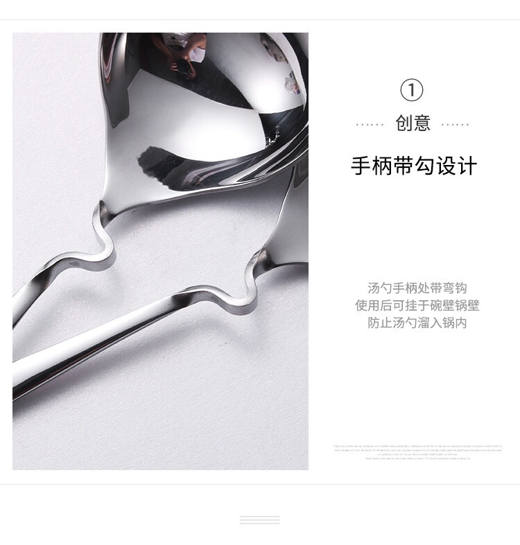 Korean Style 304 Stainless Steel Soup Ladle Drain Long Handle Deepening Thickening Kitchen Household Porridge Spoon Large Head round Spoon Spoon Korean Style 304 Stainless Steel Soup Ladle Drain Long Handle Deepening Thickening Kitchen Household Porridge Spoon Large Head round Spoon Spoon