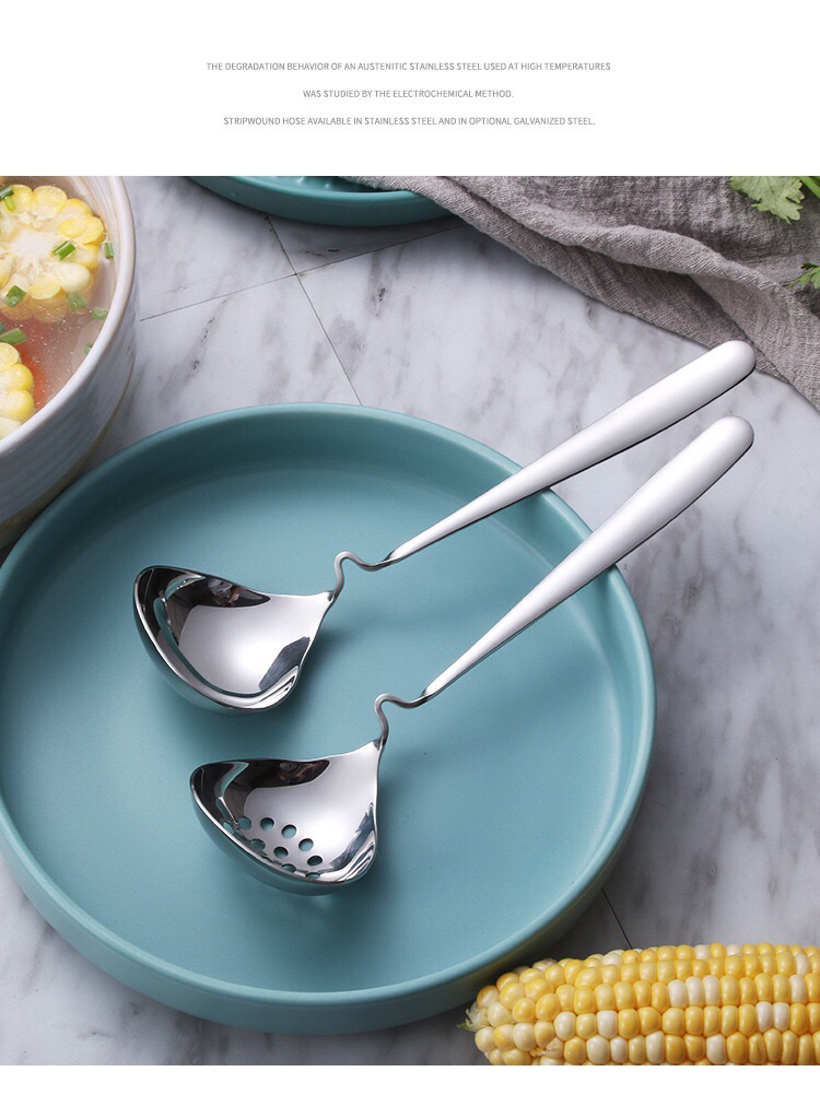 Korean Style 304 Stainless Steel Soup Ladle Drain Long Handle Deepening Thickening Kitchen Household Porridge Spoon Large Head round Spoon Spoon Korean Style 304 Stainless Steel Soup Ladle Drain Long Handle Deepening Thickening Kitchen Household Porridge Spoon Large Head round Spoon Spoon