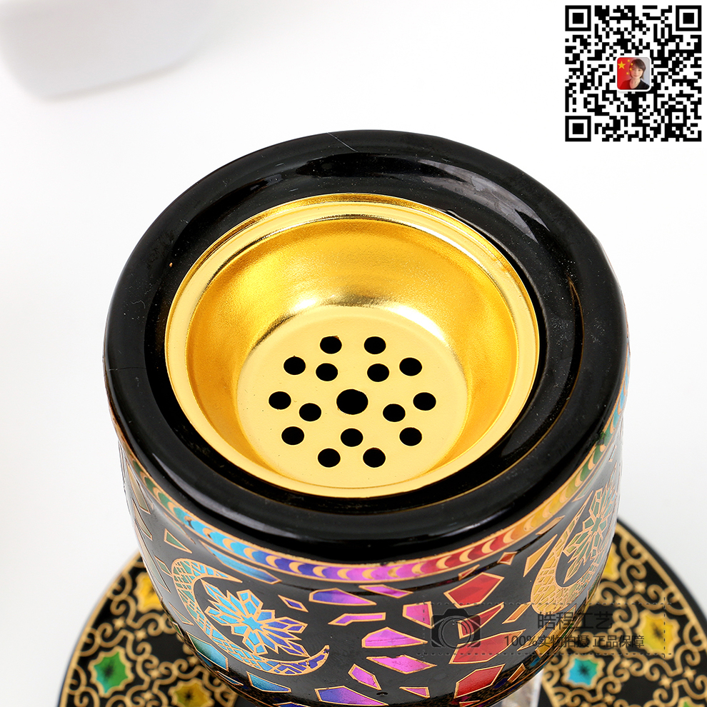 Creative Black Ceramic Metal Incense Burner Middle East Arab Exquisite Desktop Incense Burner Aroma Burner Buddha Front Offering Home