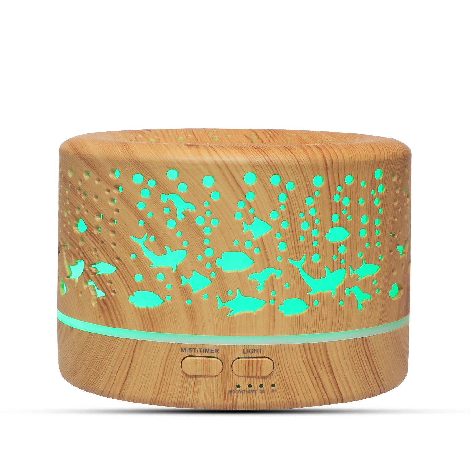 Underwater World Hollow Colorful Large Capacity 500ml Aroma Diffuser Essential Oil Diffuser Wood Grain Humidifier Manufacturer