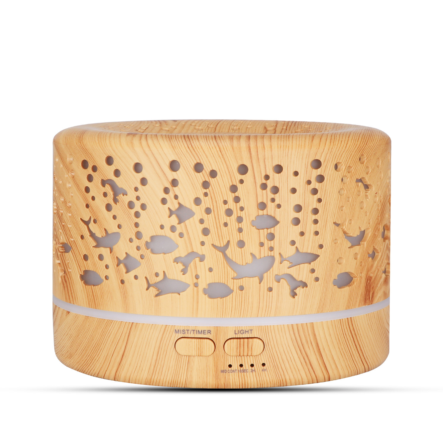 Underwater World Hollow Colorful Large Capacity 500ml Aroma Diffuser Essential Oil Diffuser Wood Grain Humidifier Manufacturer