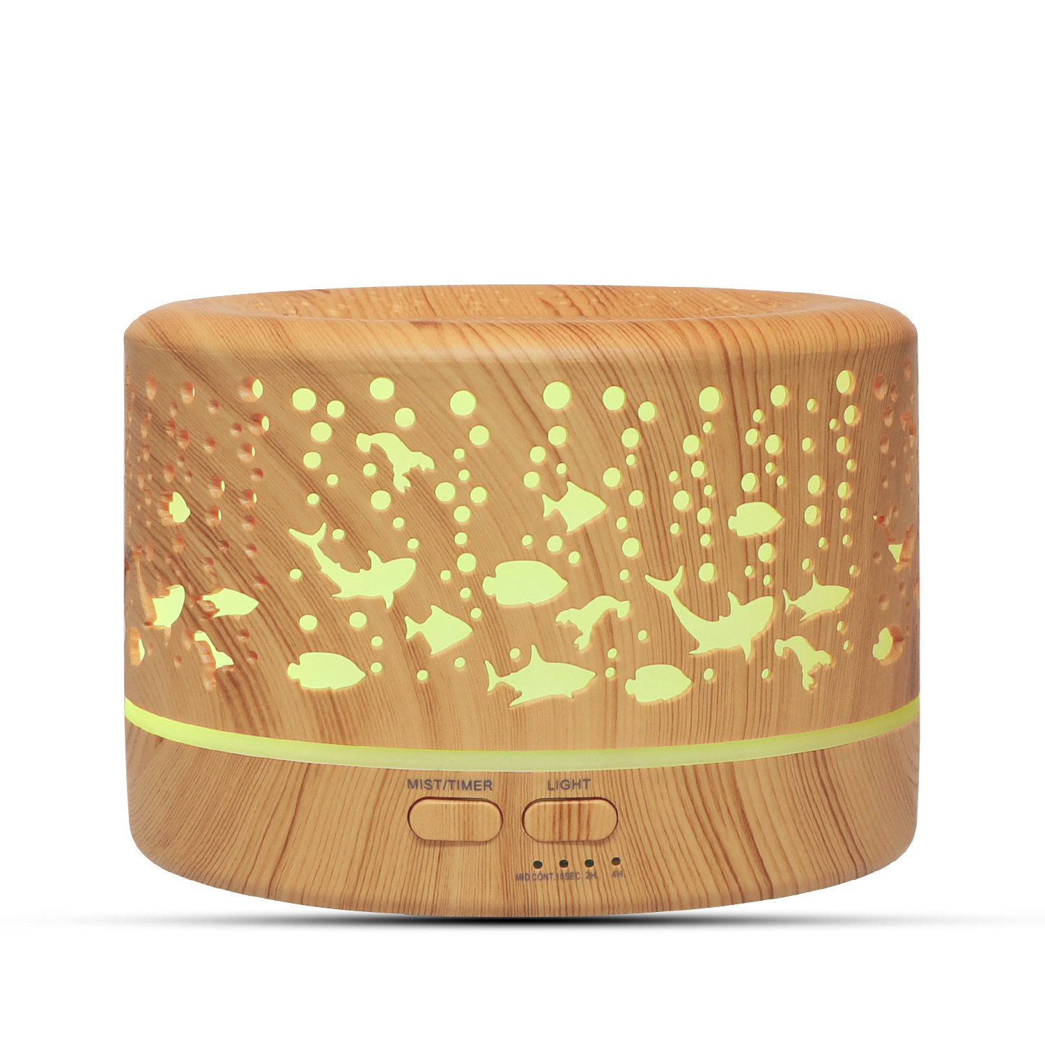Underwater World Hollow Colorful Large Capacity 500ml Aroma Diffuser Essential Oil Diffuser Wood Grain Humidifier Manufacturer