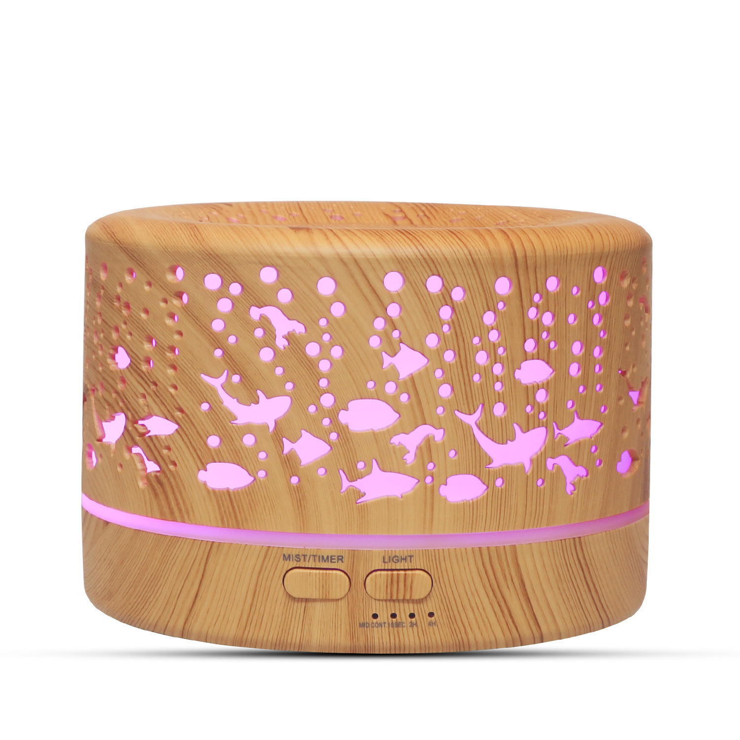 Underwater World Hollow Colorful Large Capacity 500ml Aroma Diffuser Essential Oil Diffuser Wood Grain Humidifier Manufacturer