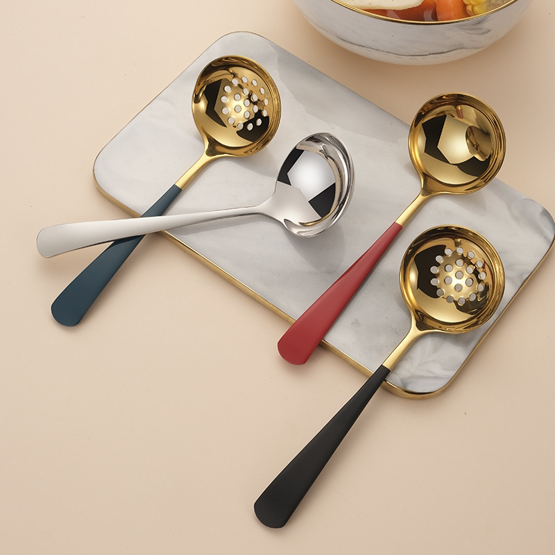 304 Stainless Steel Soup Ladle Home Ladle Soup Drinking Spoon Creative Restaurant Hot Pot Colander Restaurant Public Spoon