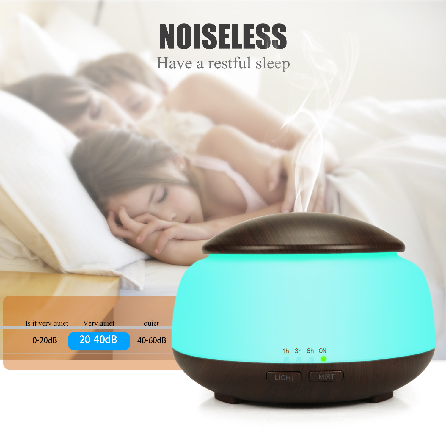 Non-Printed Wood Grain Air Humidifier Night Light Mushroom 300ml Aroma Diffuser Ultrasonic Atomizer Home Gifts OEM