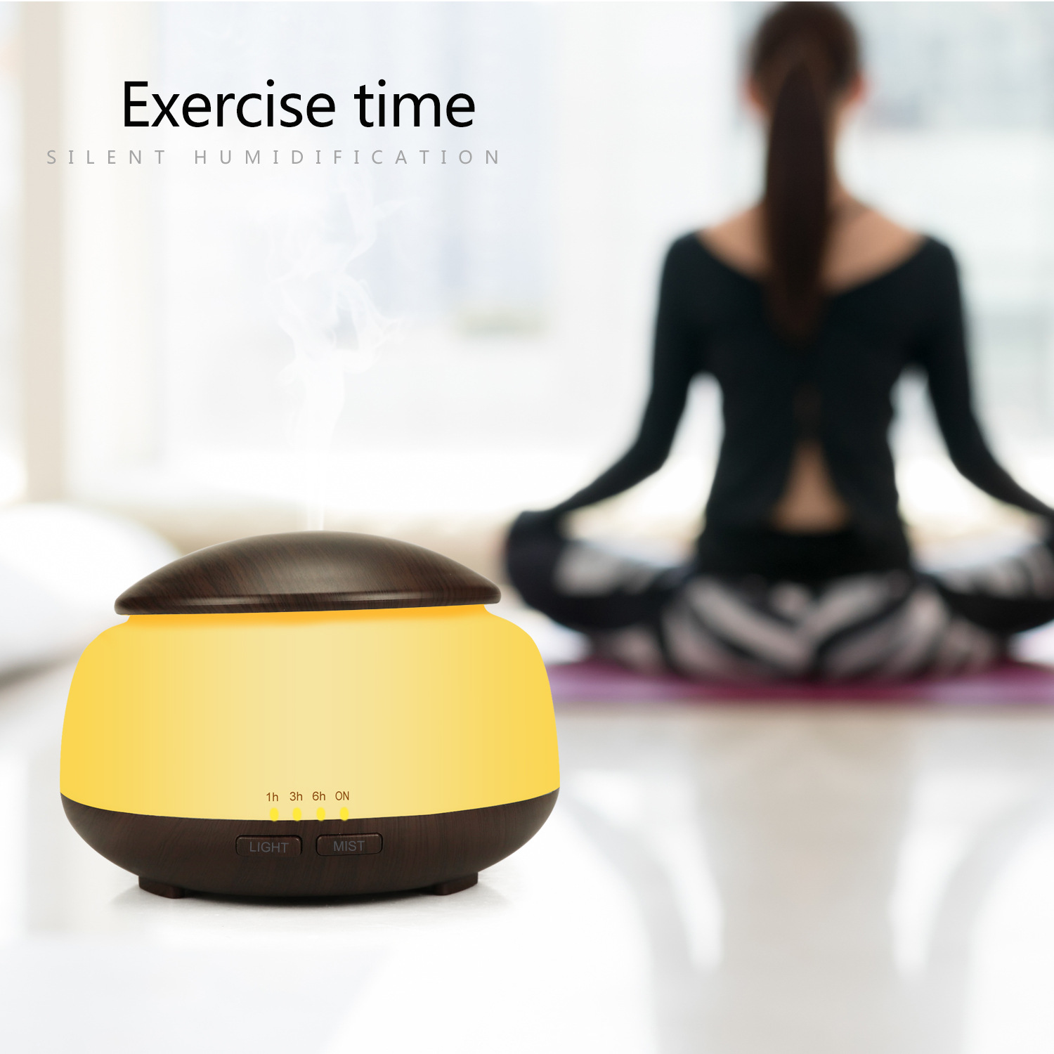 Non-Printed Wood Grain Air Humidifier Night Light Mushroom 300ml Aroma Diffuser Ultrasonic Atomizer Home Gifts OEM
