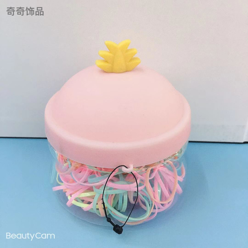 Korean New Internet Celebrity Color Rubber Band Ins Small Jar Children&#039;s Disposable Hair Tie Hair Rope Hair Rope Bottle