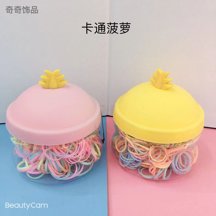 Korean New Internet Celebrity Color Rubber Band Ins Small Jar Children&#039;s Disposable Hair Tie Hair Rope Hair Rope Bottle