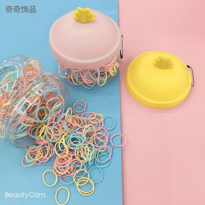 Korean New Internet Celebrity Color Rubber Band Ins Small Jar Children&#039;s Disposable Hair Tie Hair Rope Hair Rope Bottle