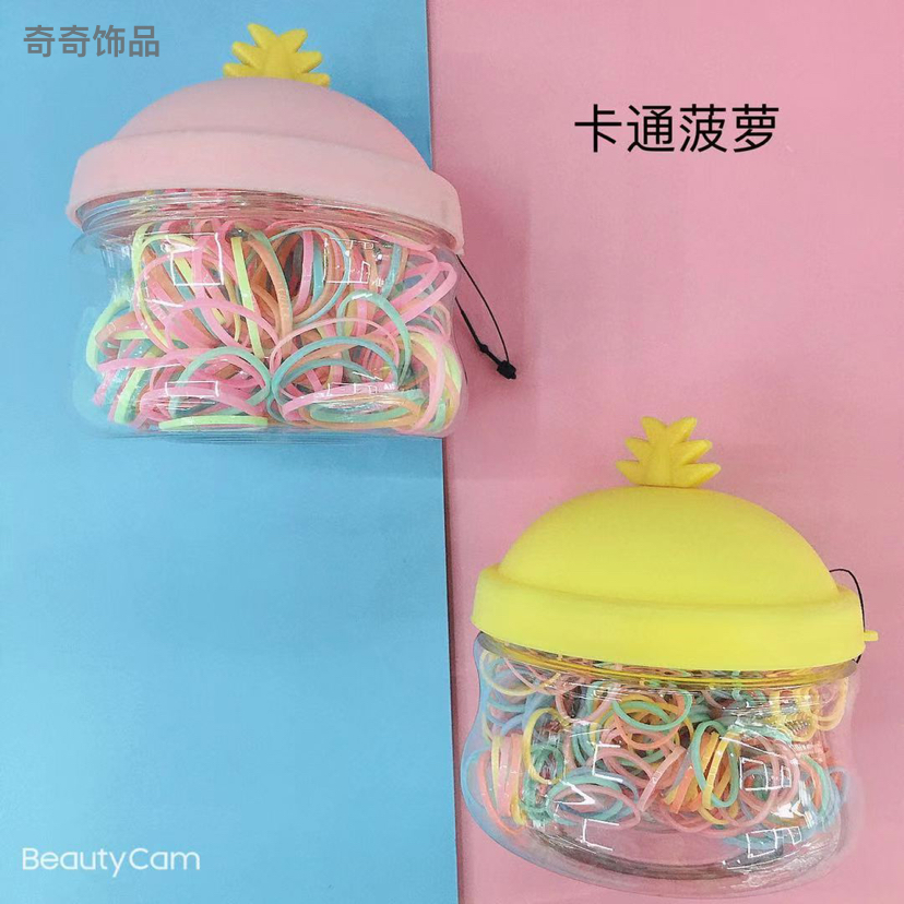 Korean New Internet Celebrity Color Rubber Band Ins Small Jar Children&#039;s Disposable Hair Tie Hair Rope Hair Rope Bottle