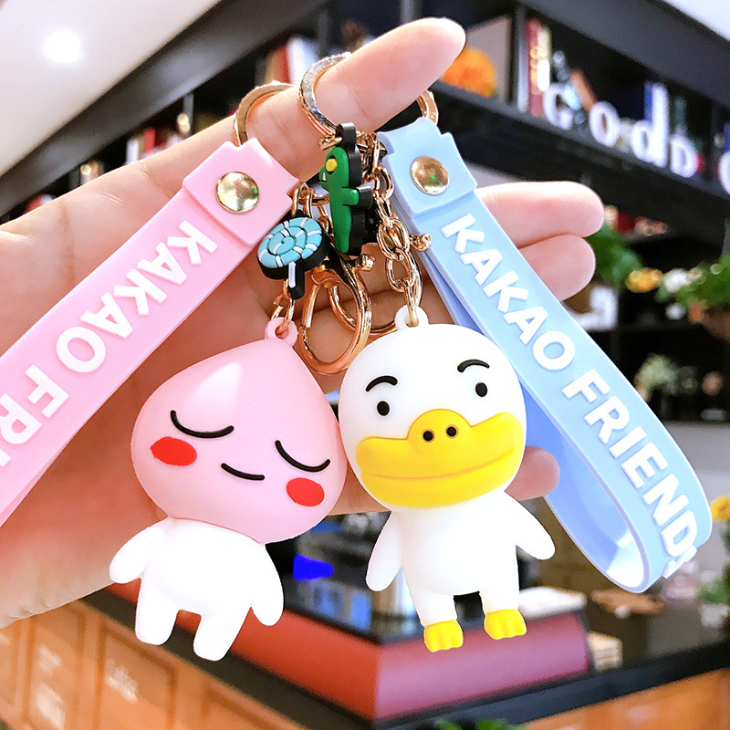 Creative PVC Cartoon Key Button Epoxy Cartoon Card Series Couple Bags Key Pendants Gift Customization