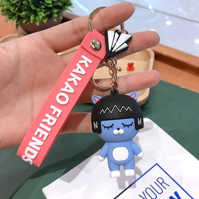 Creative PVC Cartoon Key Button Epoxy Cartoon Card Series Couple Bags Key Pendants Gift Customization