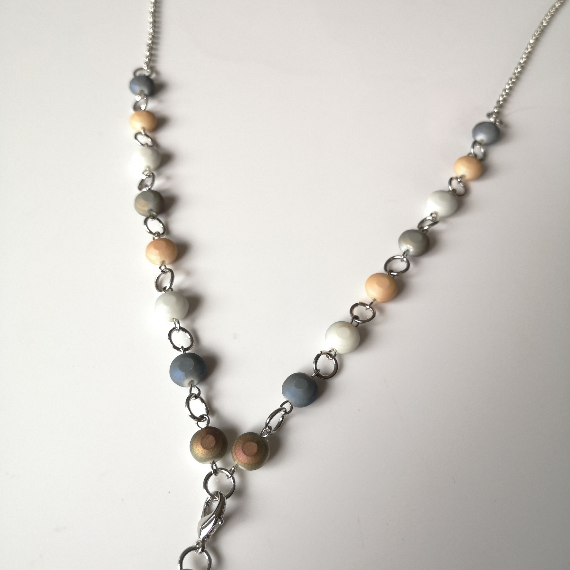 Lanyard AB Color Glass Necklace White Collar Mobile Phone Key Id Work Card Can Buckle Pendant Necklace Long Sweater Chain