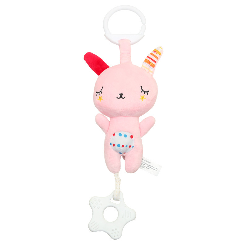 Multifunctional Baby bear rabbit tooth glue pendant plush movement sound music toy foreign trade car hang bed hang whole
